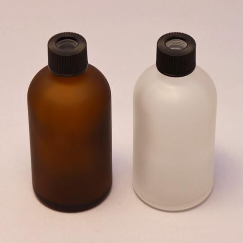 100ml フロスト加工 ガラスボトル ディフューザー用 内蓋・穴空きキャップ付き（茶色）or（半透明）