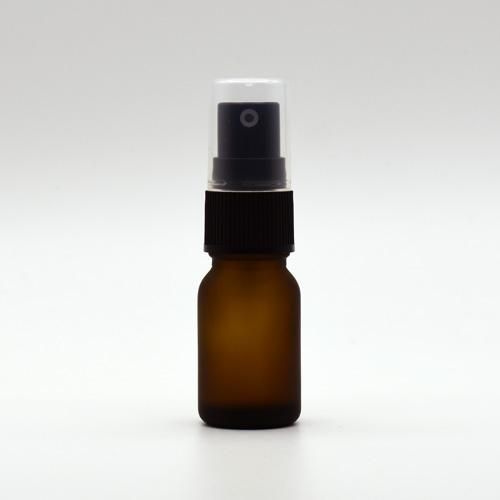 10ml フロスト加工 ミニ ガラスボトル スプレー付き （茶色）