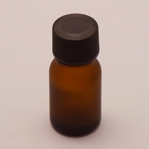 10ml フロスト加工 ミニ ガラスボトル 内蓋・穴なしキャップ付き（茶色）