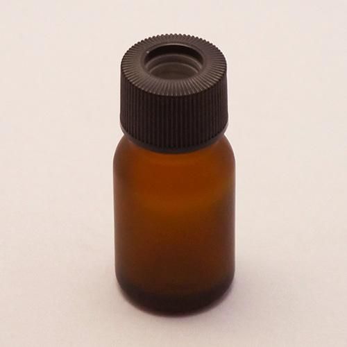 10ml フロスト加工 ミニ ガラスボトル ディフューザー用 内蓋・穴空きキャップ付き （茶色）
