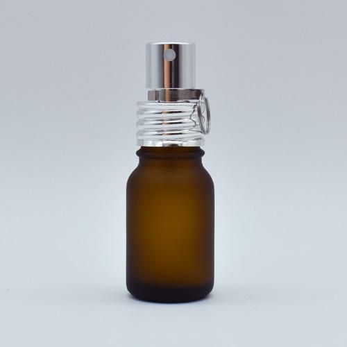10ml フロスト加工 ミニ ガラスボトル アルミスプレー付き（茶色）