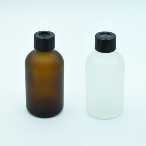 60ml フロスト加工 ガラスボトル ディフューザー用 内蓋・穴空きキャップ付き （茶色）or（半透明）