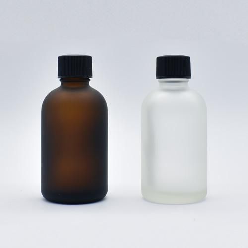 60ml フロスト加工 ガラスボトル ドロッパー・穴なしキャップ付き （茶色）or（半透明）